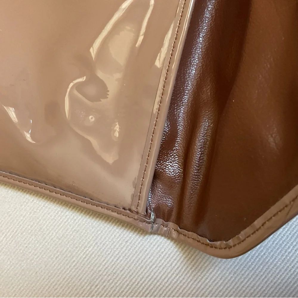 David Mehler for Dame Mocha Shiny Patent & Snakeskin Envelope Clutch VTG 70’s